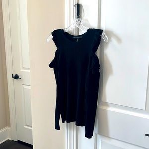 Ruffle cold shoulder sweater by White House Black Market